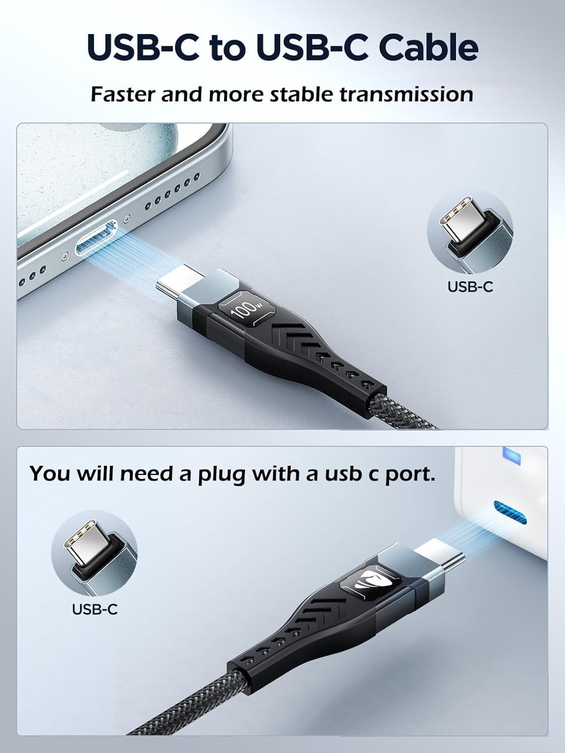 Oraimo FireLink 3 USB-C to USB-C Cable 1.2m (60W)