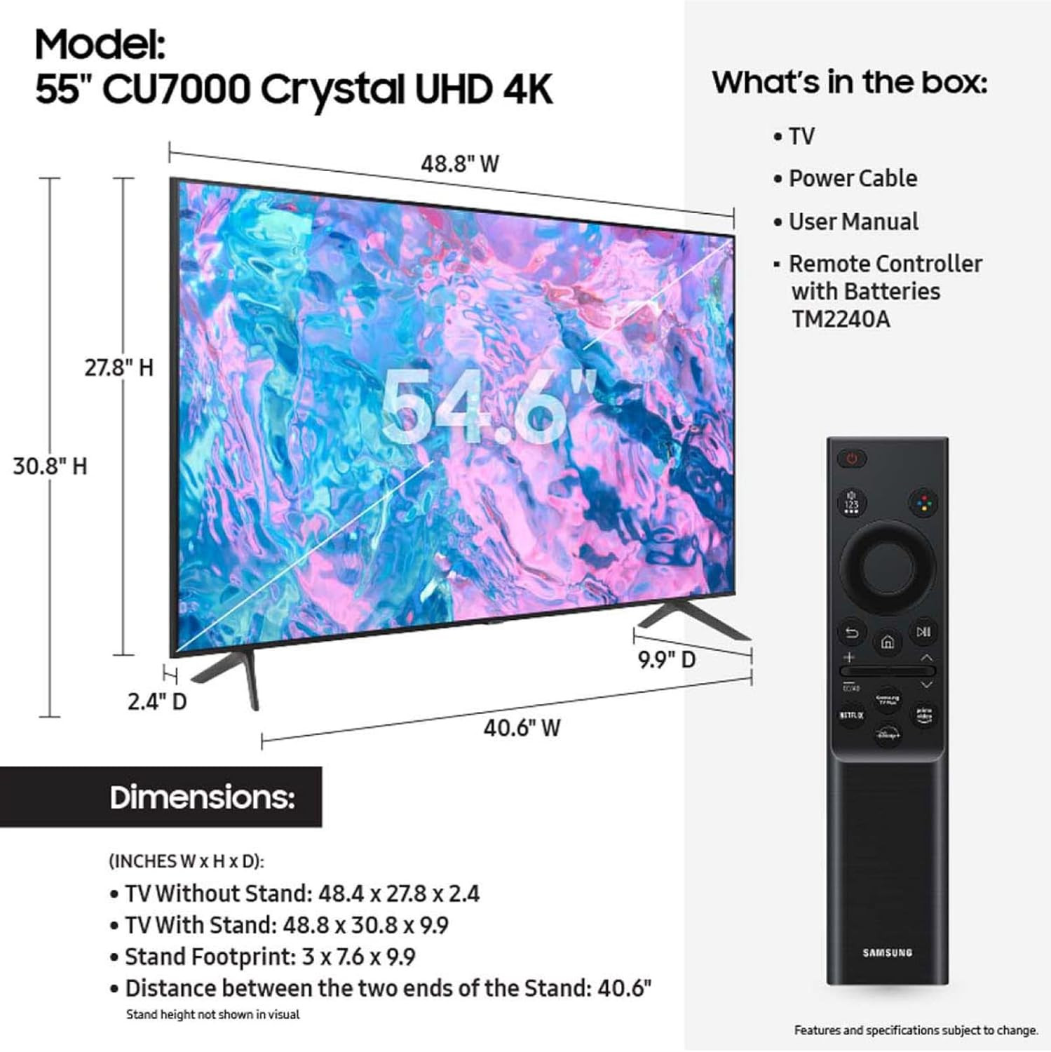 Samsung Crystal UHD 4K CU7000 55″